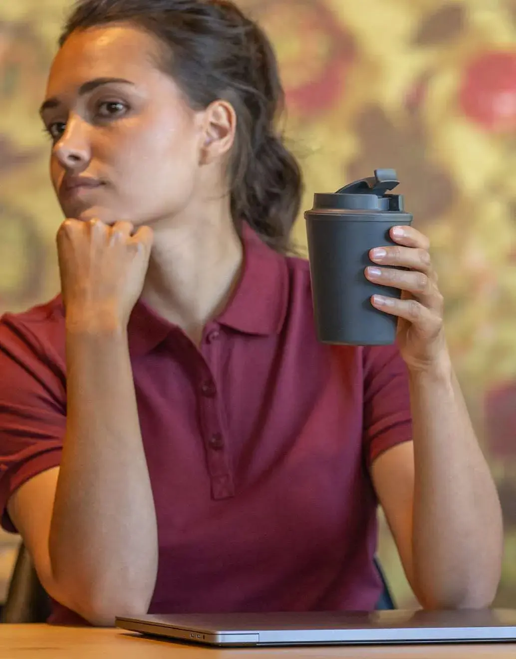Pahar termic, tumbler scurt, capac cu clapetă