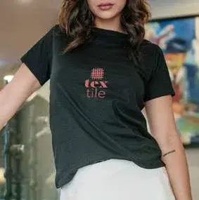 Tricou, guler rotund, negru, adult, mânecă scurtă