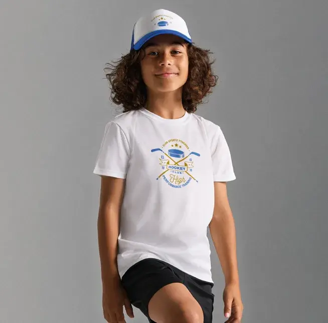 Tricou pentru copii, croială scurtă, guler rotund