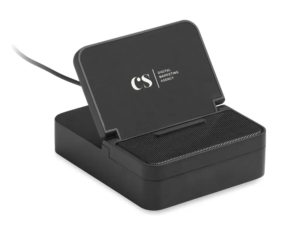 Stație cu boxă, suport telefon și boxă la un loc